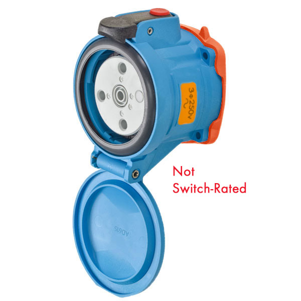 63-64073-352 - DSN60 RECEPTACLE POLY BLUE SIZE 3 TYPE 4X IP 69 3P+G 60A 250 VAC 60 Hz NO AUX STRAIGHT INSERTION